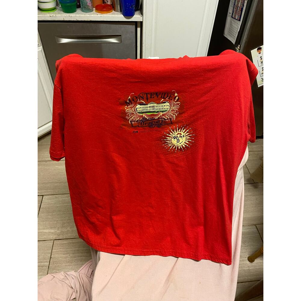 Vintage Red Montevideo Uruguay Princess Cruises Shirt Size 2XL